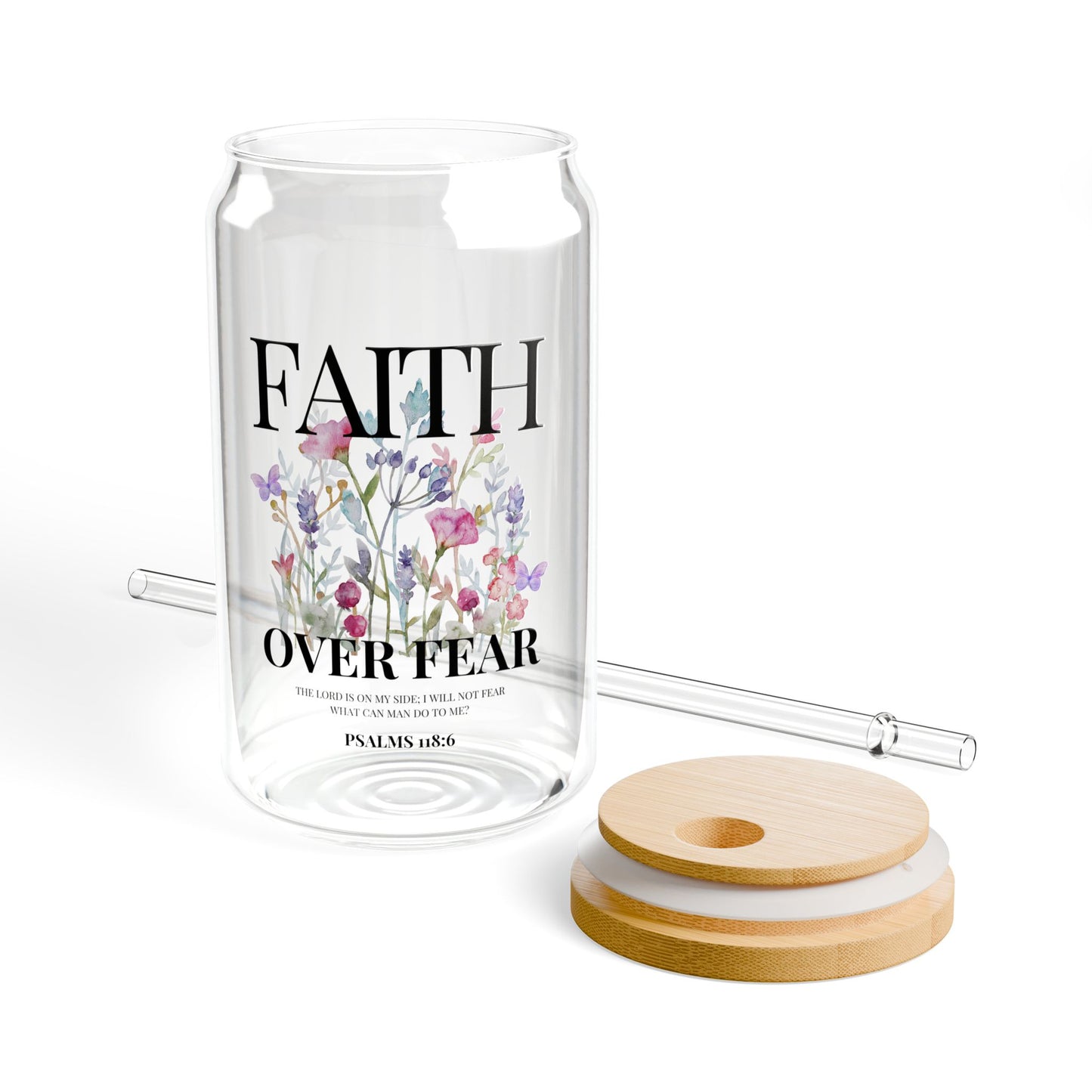 FAITH OVER FEAR SIPPER GLASS