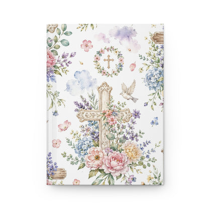 Floral Cross Hardcover Journal — Christian Prayer & Scripture Notebook