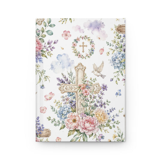 Floral Cross Hardcover Journal — Christian Prayer & Scripture Notebook