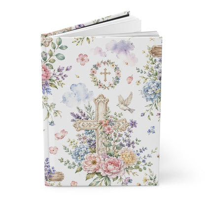 Floral Cross Hardcover Journal — Christian Prayer & Scripture Notebook