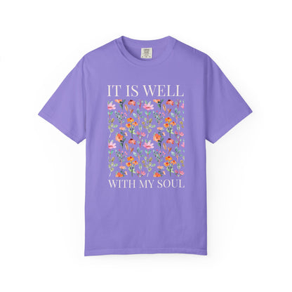 Floral Field T-Shirt — Watercolor Wildflower Pattern
