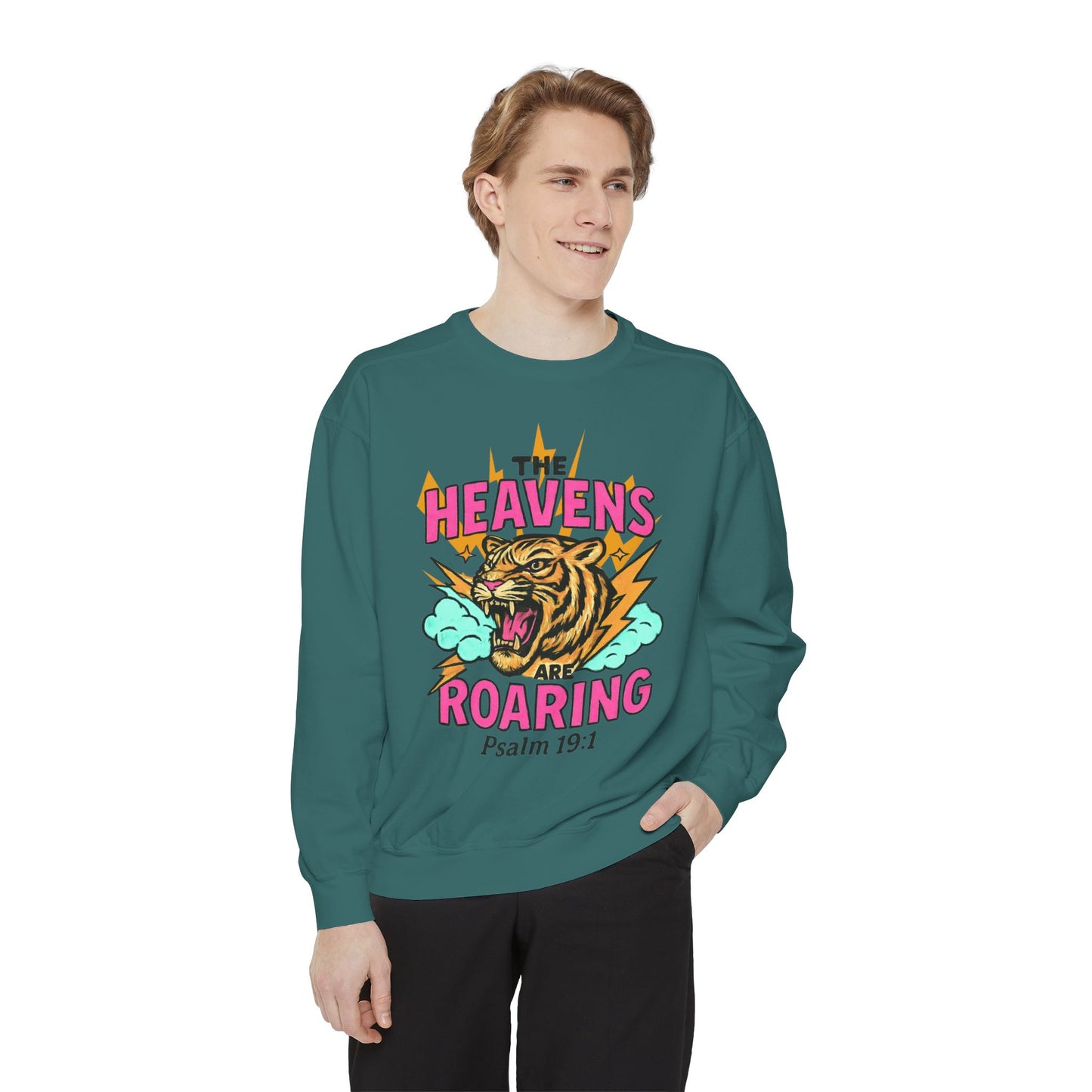 Roaring Heavens Sweatshirt – Psalm 19:1 Graphic Crewneck