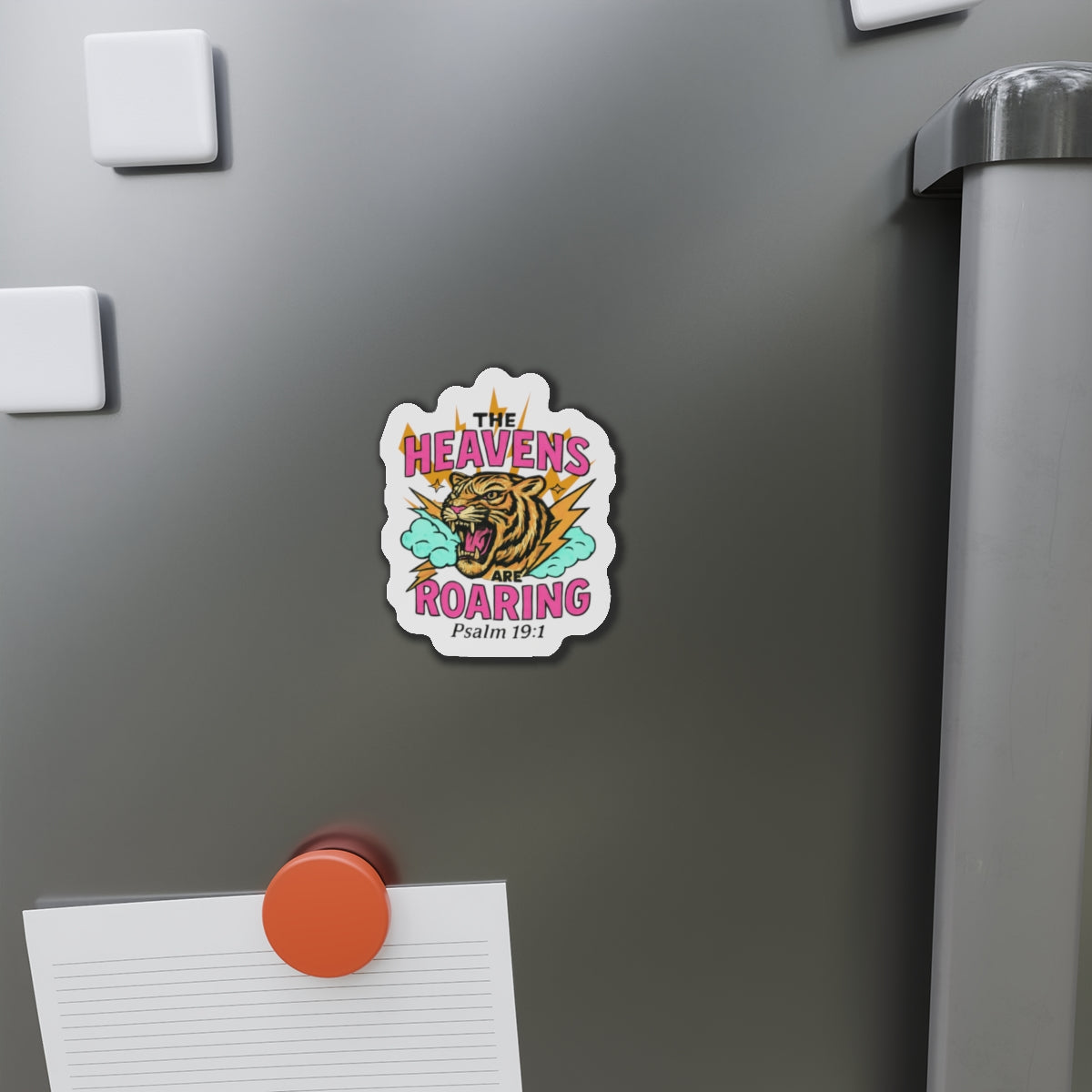 Die-Cut Magnet — “The Heavens Are Roaring” Tiger Psalm 19:1 Inspirational Sticker
