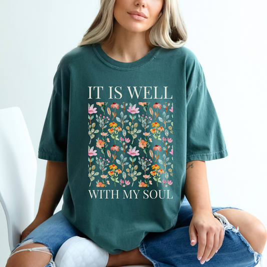 Floral Field T-Shirt — Watercolor Wildflower Pattern