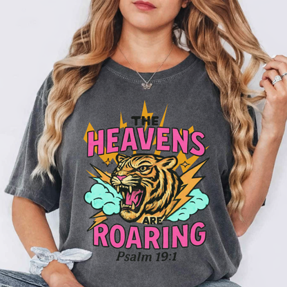 Heavens Are Roaring T-shirt — Psalm 19:1 Tiger Graphic Tee
