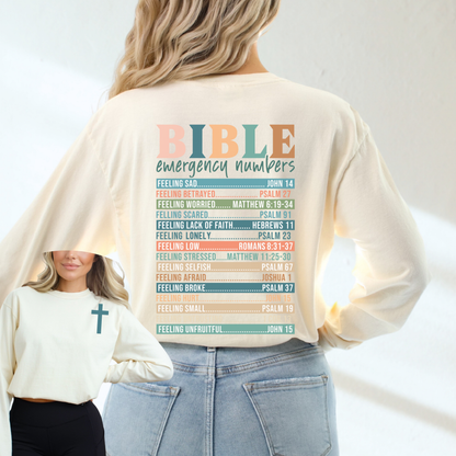 BIBLE NUMBERS LONG SLEEVE UNISEX TEE