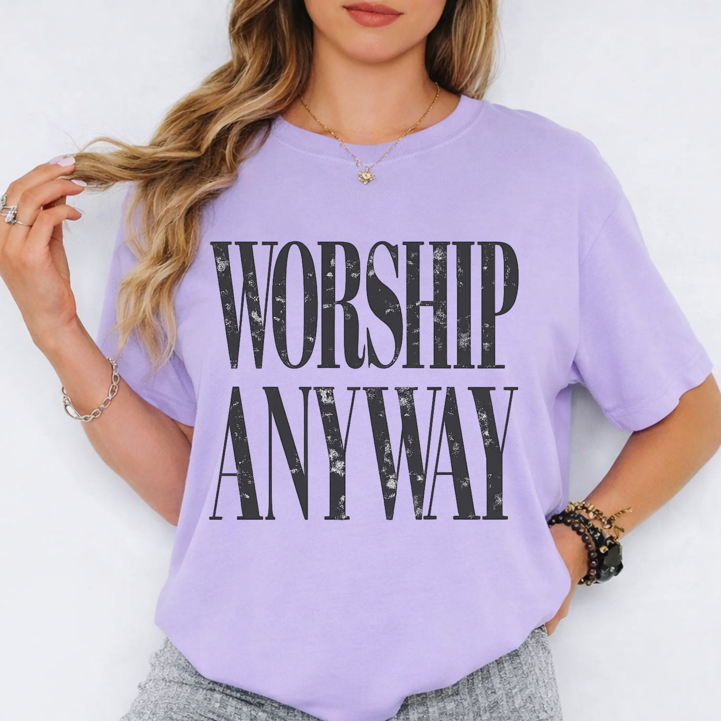 Worship Anyway T-Shirt — Bold Vintage Church Graphic Tee