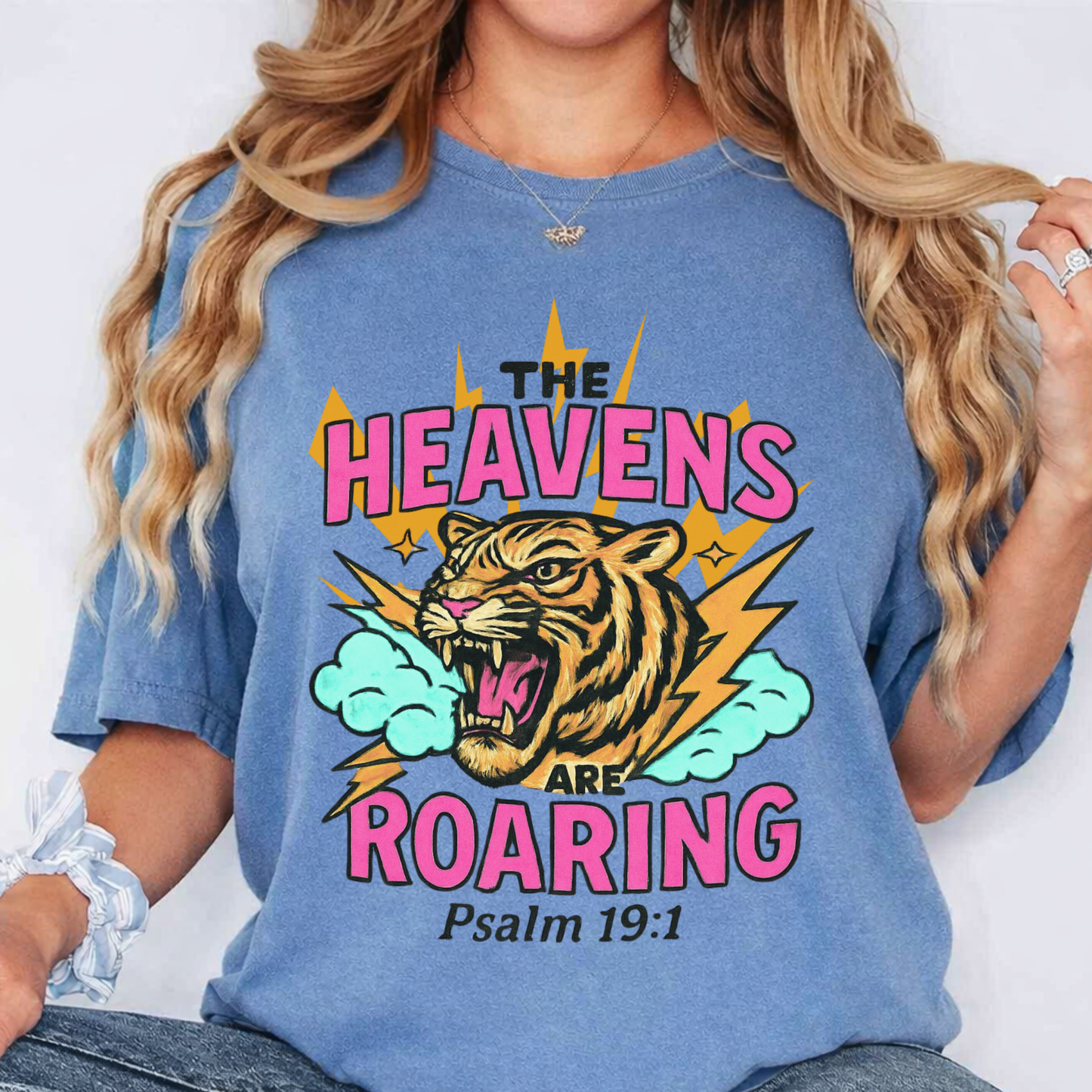 Heavens Are Roaring T-shirt — Psalm 19:1 Tiger Graphic Tee