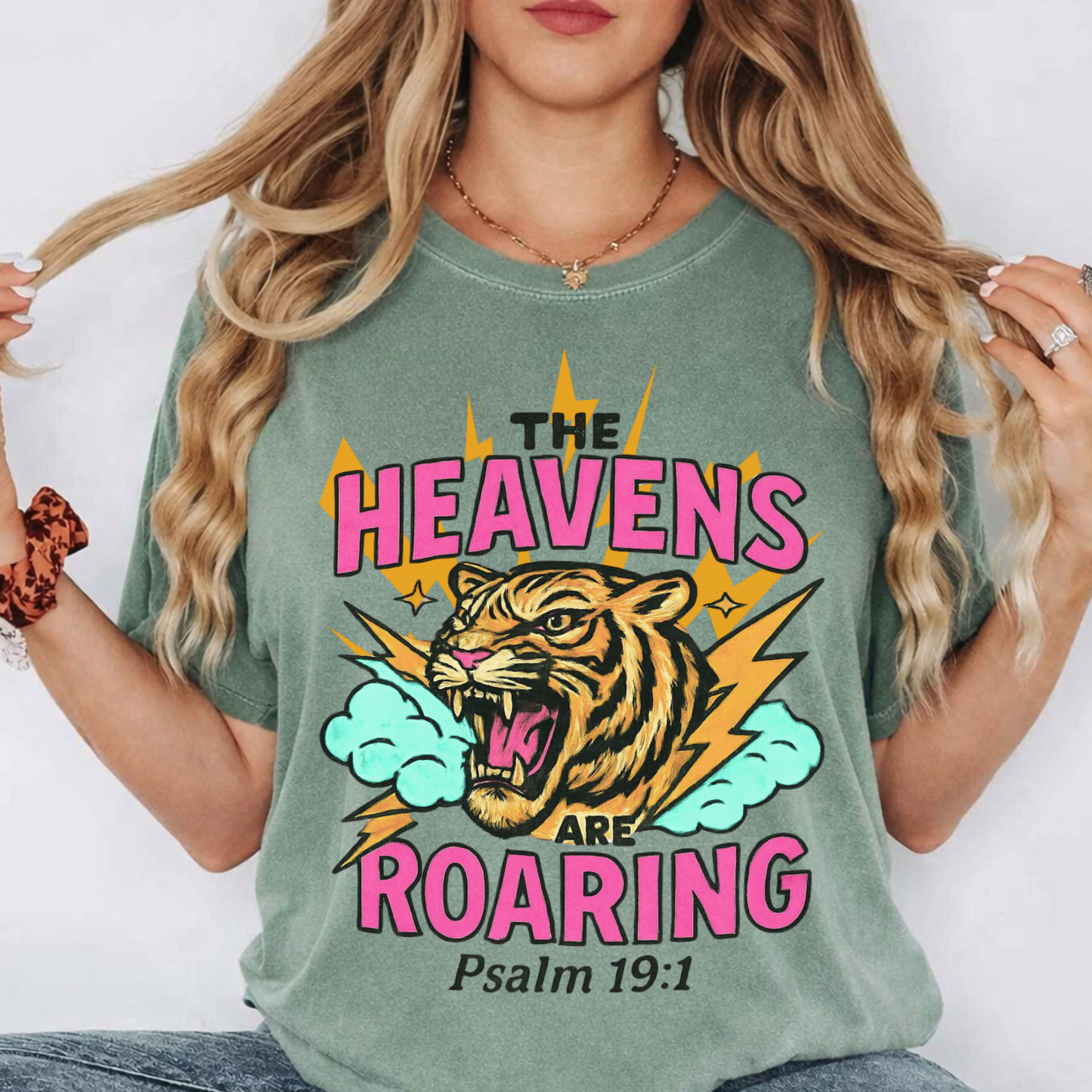 Heavens Are Roaring T-shirt — Psalm 19:1 Tiger Graphic Tee