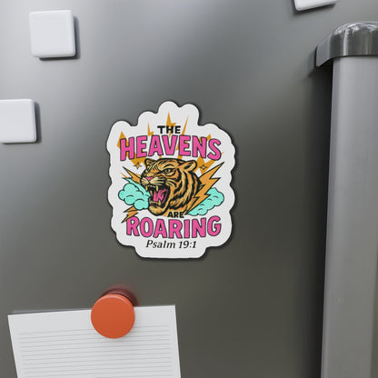 Die-Cut Magnet — “The Heavens Are Roaring” Tiger Psalm 19:1 Inspirational Sticker