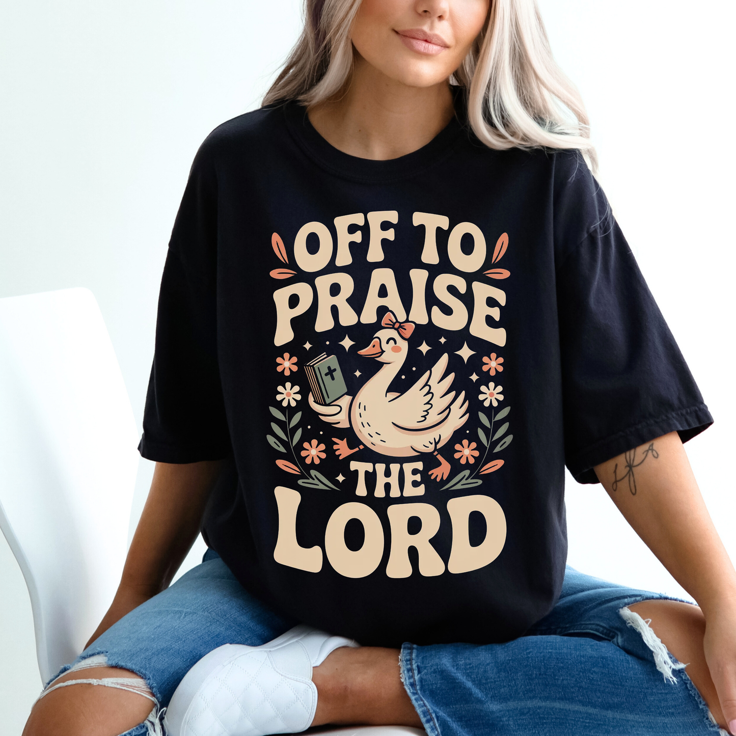 Christian T-Shirt — "Off to Praise the Lord"