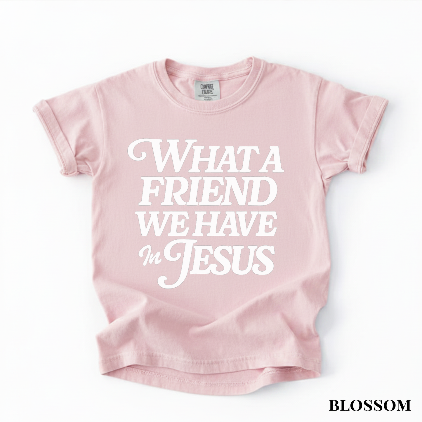 Youth Tee — "What a Friend We Have in Jesus" Christian Scripture Shirt