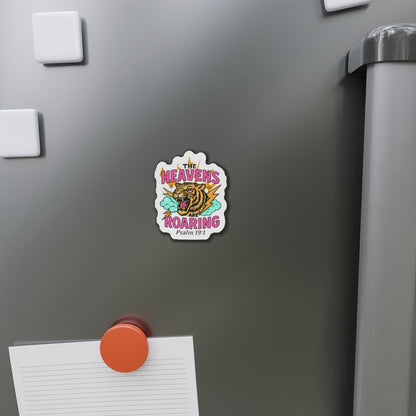 Die-Cut Magnet — “The Heavens Are Roaring” Tiger Psalm 19:1 Inspirational Sticker