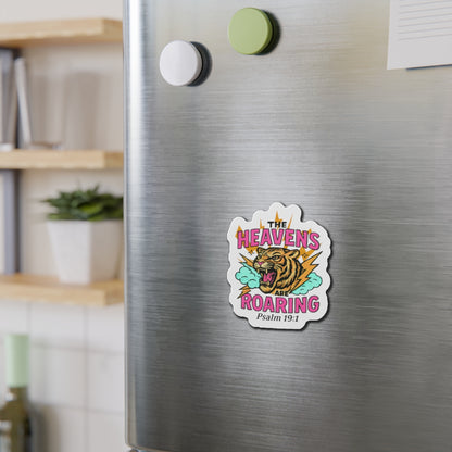 Die-Cut Magnet — “The Heavens Are Roaring” Tiger Psalm 19:1 Inspirational Sticker