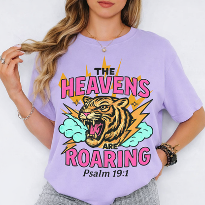 Heavens Are Roaring T-shirt — Psalm 19:1 Tiger Graphic Tee