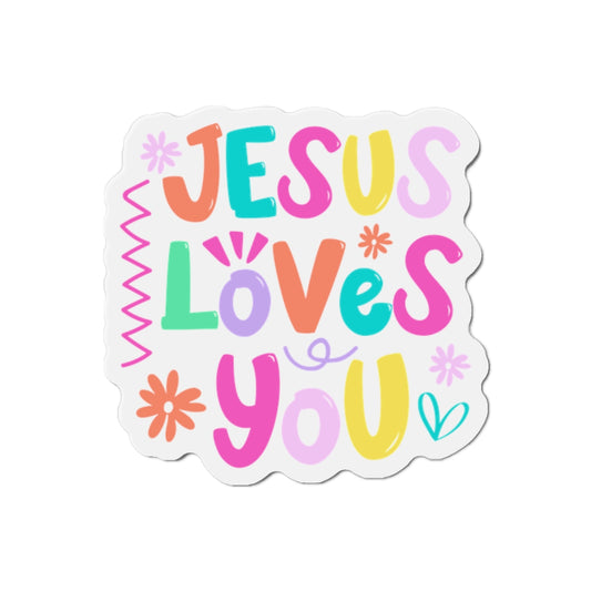 Magnet — "Jesus Loves You" Colorful Die-Cut Christian Fridge Magnet