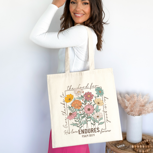 GIVE THANKS TO THE LORD CANVAS TOTE BAG